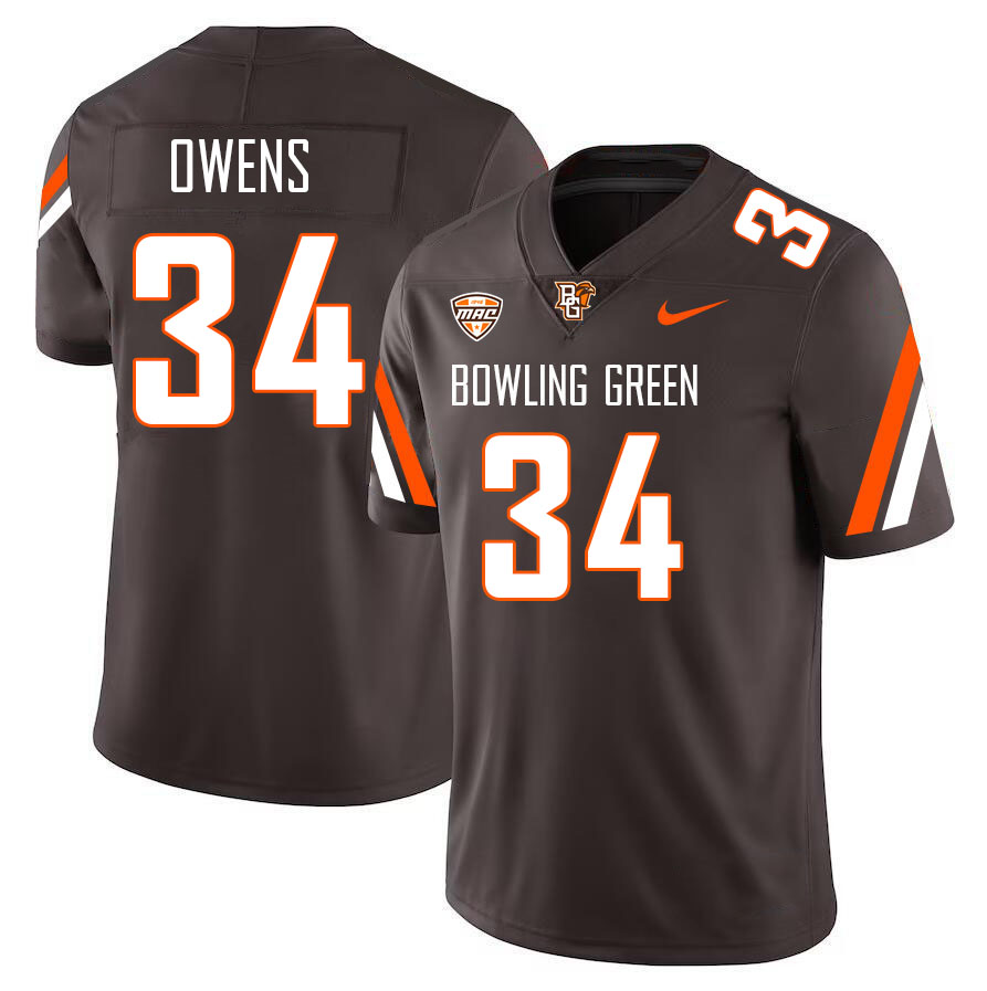 Bowling Green Falcons #34 Elias Owens College Football Jerseys Stitched-Brown